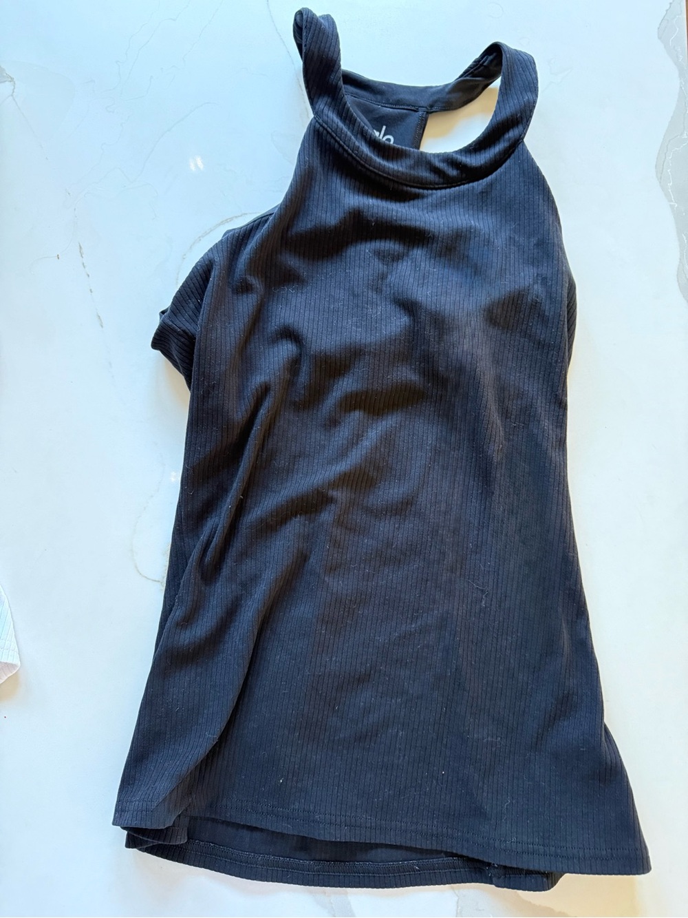 ALO Yoga Black Ribbed High Neck Tank